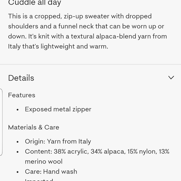 WILFRED FREE ARITZIA Brown Marilyn Cropped Alpaca Sweater - Picture 11 of 12